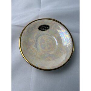 Bel-Ar Pottery Iridescent Saucer Plates 3 w/Gold Trim Retro 1950’s  Lusterware